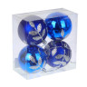 СНОУ БУМ Набор шаров 8 см, 4 шт, синий, пластик, глиттер, 26-139