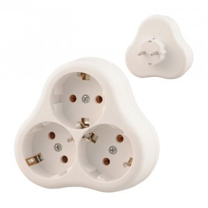 Lezard разветвитель (тройник) 3роз. 16А белый, земля (треугольный) 715-0900-609