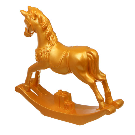 СНОУ БУМ Декоративная фигура "Конь-качалка", полистоун, золото, 15,5x3x14 см