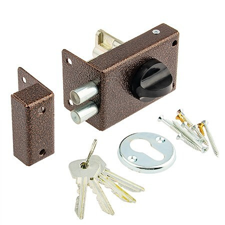 Замок накл ЗН-1.2Р Омега (медь)  2 ригеля, 4 англ.ключа   \30