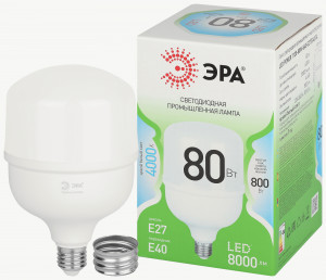 ЭРА GREEN LINE лампа св/д высокомощн. E27/Е40 80W(8000lm) 4000K 4K 125x200 66998