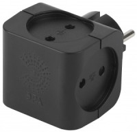 ЭРА разветвитель (тройник) 4 роз. 16А черный  (тройник, куб, T-образный) SP-4-B