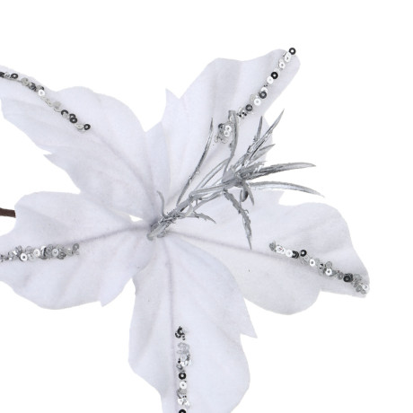 СНОУ БУМ Пуансетия 15 см на прищепке (5 лепестков), глиттер, металл, полиэстер, 26-605