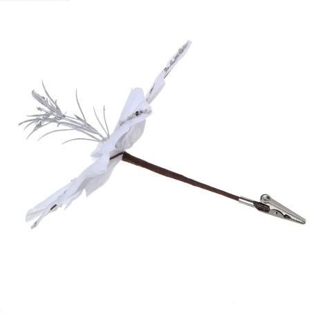 СНОУ БУМ Пуансетия 15 см на прищепке (5 лепестков), глиттер, металл, полиэстер, 26-605