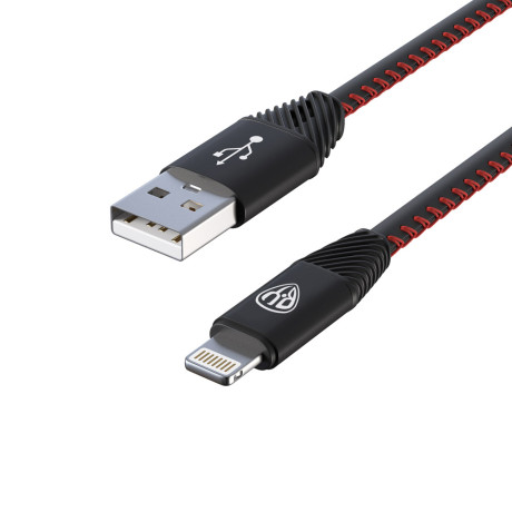 BY Кабель для зарядки Премиум iP, 1м, 2А, кожаная оплётка, черный