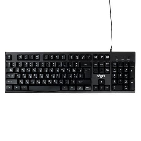 FORZA Клавиатура проводная мембранная Usual 104кл.,белая кириллица, USB, каб. 150см,черный