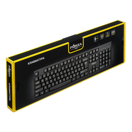 FORZA Клавиатура проводная мембранная Usual 104кл.,белая кириллица, USB, каб. 150см,черный