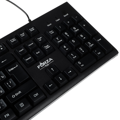 FORZA Клавиатура проводная мембранная Usual 104кл.,белая кириллица, USB, каб. 150см,черный