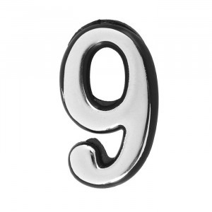 Цифра дверная АЛЛЮР Большая пластик "9" хром (1000,50)