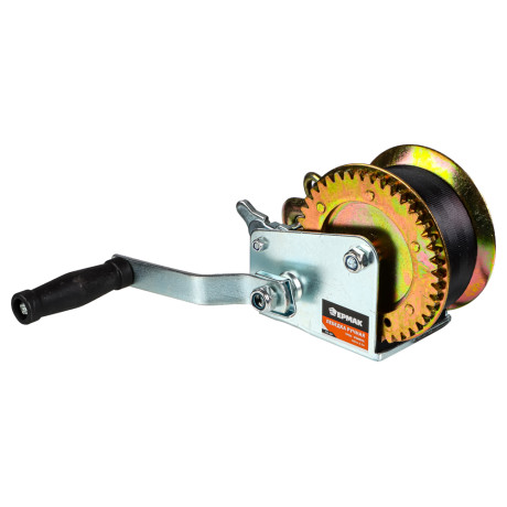 ЕРМАК Лебедка ручная шестеренчатая TRT 1101S (трос - ремень) 450кг, длина троса 8,5м