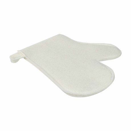 Набор банный ЭКОНОМ 3 предмета (шапка, коврик, рукавица) в пакете, войлок белый/серый