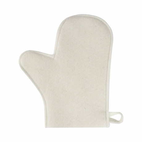 Набор банный ЭКОНОМ 3 предмета (шапка, коврик, рукавица) в пакете, войлок белый/серый