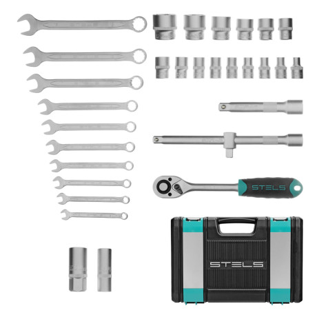 Набор инструментов, 1/2", CrV, пластиковый кейс 31 предмет Stels