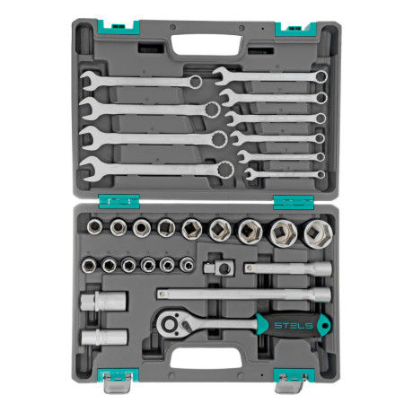 Набор инструментов, 1/2", CrV, пластиковый кейс 31 предмет Stels