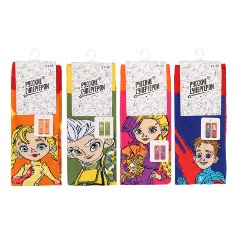 BY Русские Супергерои Носки р. 23-25, 65% хлопок, 25% полиэстер, 10% спандекс, разноцветные