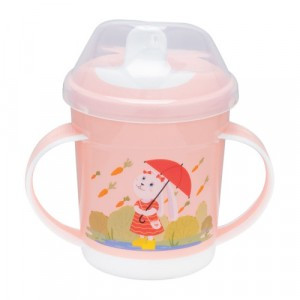 Поильник с ручками, декором и защитной крышкой 320мл светло-розовый 431333233 Бытпласт