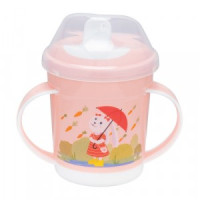 Поильник с ручками, декором и защитной крышкой 320мл светло-розовый 431333233 Бытпласт