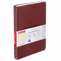 Тетрадь А5 (148x218 мм), BRAUBERG &quot;Office PRO&quot;, под кожу, гребень, 80 л., коричневая, 111044