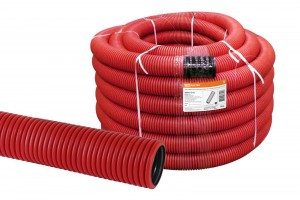 TDM труба гофр. двустенная ПНД d110 с зондом 50м крас.(цена за 1м)(муфта, 2кольца) (50!) SQ0413-5110