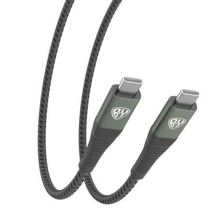 BY Кабель для зарядки Shark Type-C-Type-C, 1м, 5А, быстрая зарядка PD 65W, черный