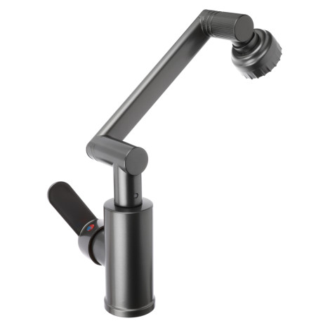 СоюзКран Смеситель для кухни и раковины, излив с вр. 360 гр, аэратор 2 реж, металлопластик, черный