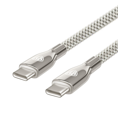 BY Кабель для зарядки КРИСТАЛЛЫ Type-C-Type-C, 1м, Быстрая зарядка 3А, QC, PD 65W, серебро
