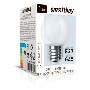 SmartBuy шар G45 E27 1W 3000K 2K прозрачная д/гирлянды "Белт Лайт" SBL-G45C-01-30K-E27