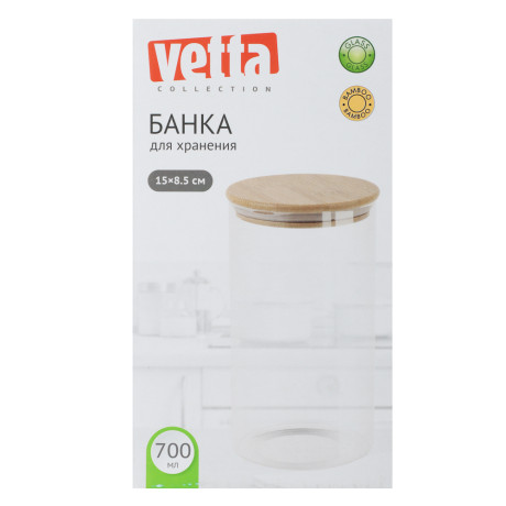 VETTA ЭКО Эллипс Банка для хранения 700мл, 15х8,5см, стекло, бамбук