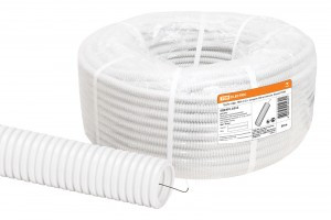 TDM Труба гофр. ПВХ d 32 с зондом (50 м) легкая, белая (цена за 1м.) (50!) SQ0401-0332
