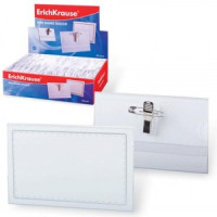 Бэдж ERICH KRAUSE 57х90 мм горизонтальный, КОМПЛЕКТ 50шт, с клипсой и булавкой, 7078