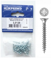 Шуруп универсальный белый 3,5*25 (30 шт BL) НАКРЕПКО 103410