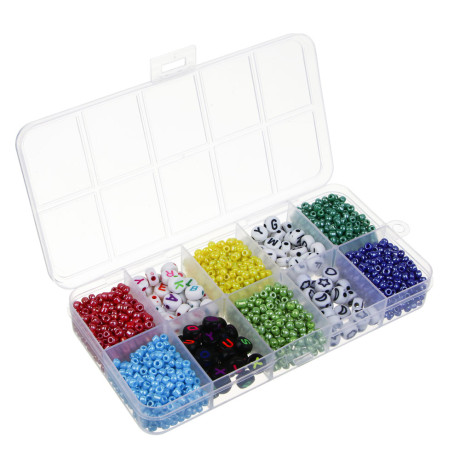 Набор для бисероплетения 10 отделений, пластик, стекло+нить, 6 дизайнов