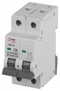 ЭРА PRO автоматический выкл. ВА47-63 2P 20А хар-ка C 4,5кА VA63-2P20C4.5 59423
