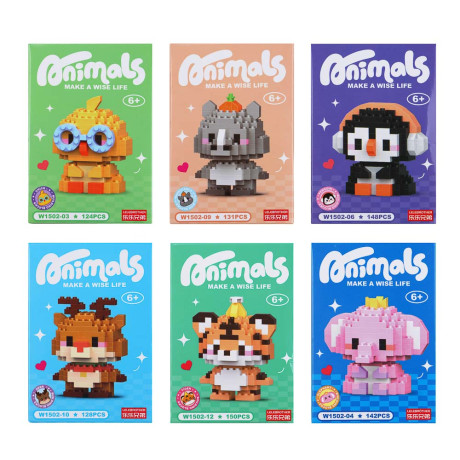 Конструктор мини 3D "Зверюшики", ABS, 7,8х4,1х11,3см, 6 видов