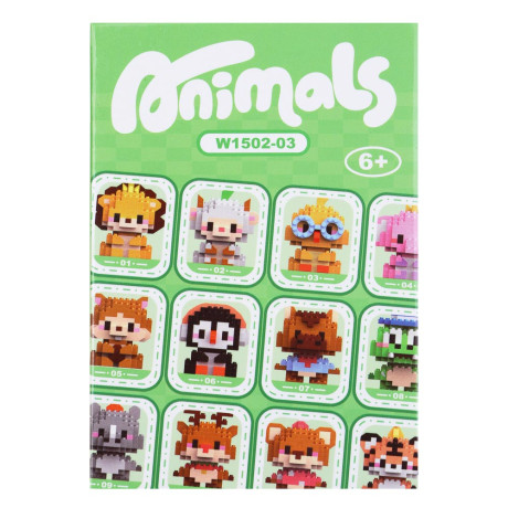 Конструктор мини 3D "Зверюшики", ABS, 7,8х4,1х11,3см, 6 видов