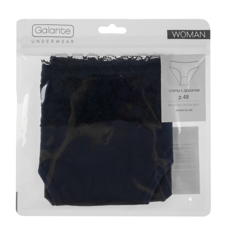GALANTE Трусы-слипы женские с декором, р.48, 95%хлопок, 5%спандекс, синий, НБ25-12