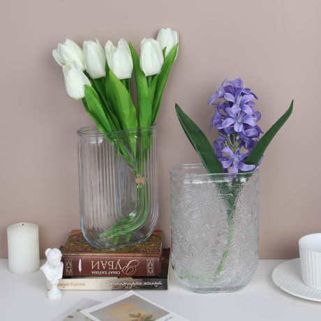 Ваза стеклянная, 13х6х18 см, 2 дизайна