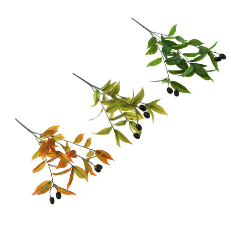 LADECOR Ветка оливы искусственная, 43 см, пластик, ткань, проволока, 3 вида
