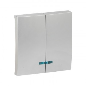 EKF Валенсия лиц. панель выкл. 2 кл. с индикатором 10А сталь Al/Cu (корпус PC) ESV10-L-123-30