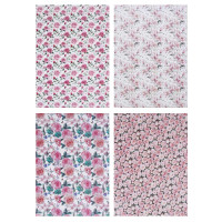Бумага для упаковки подарков тм LADECOR 70х100 см, 70 г, "Цветы" арт 1, односторонняя, 4 дизайна