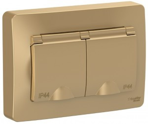 Systeme Electric BLANCA блок (роз. 2 мест. 16А) СУ титан (земля, штор., крыш, IP44) 2BLNRS441124(5!)