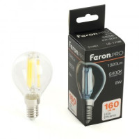 Feron.PRO филамент шар G45 E14 8W 1320lm 6400K 6K 175-265V 78х45 LB-1708 51261