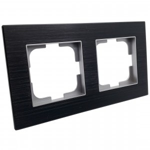 Ovivo Рамка СУ 2 мест. PRIME ELEMENTS ALUMINIUM черный/серебро, 403-500020-226