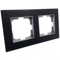 Ovivo Рамка СУ 2 мест. PRIME ELEMENTS ALUMINIUM черный/серебро, 403-500020-226