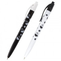 Ручка шариковая масляная автоматическая BRAUBERG BLACK&amp;WHITE &quot;Coffee&quot;, СИНЯЯ, узел 0,7 мм, линия пис