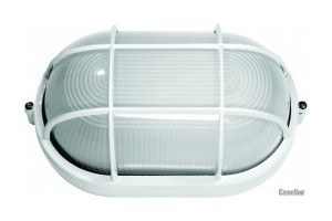 Camelion 1201S C01 св-к влагозащит. баня/сауна 130° IP54 100W E27 овал решетка белый НБП 04-100-002