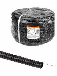 TDM Труба гофрированная ПНД d16 с зондом (25 м) легкая черная SQ0413-2501