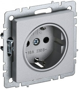 IEK BRITE мех. роз. СУ земля(штор.) 16А РС14-1-0-БрА алюминий BR-R14-16-K47