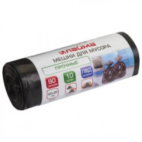 Мешки для мусора 90 л, черные в рулоне 10 шт., ПВД, 25 мкм, 60х95 см (±5%), прочные, ЛАЙМА, 605332