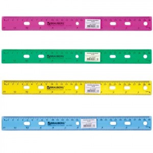 Линейка пласт. 30 см, BRAUBERG "Crystal", тонированная, ассорти, 210291